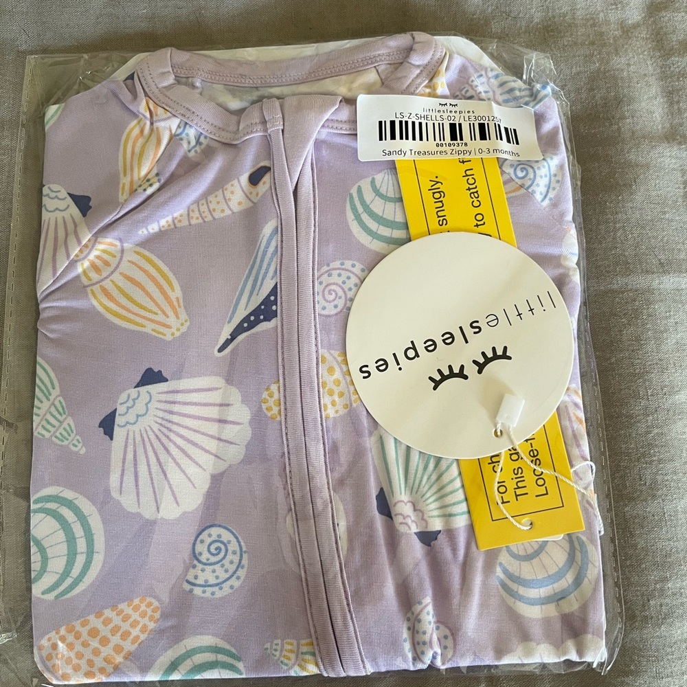 Little Sleepies Sandy Treasures Lavender Seashell Zippy